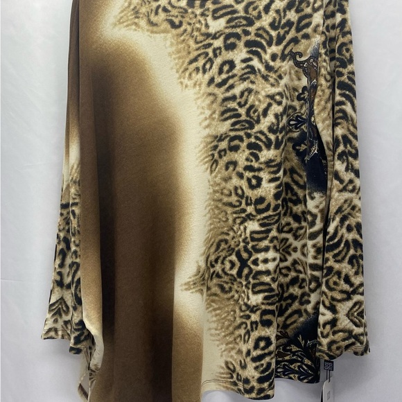 CLARA SUNWOO Animal Print Tunic in Brown and Cream dropped shoulder W LG - Picture 1 of 13
